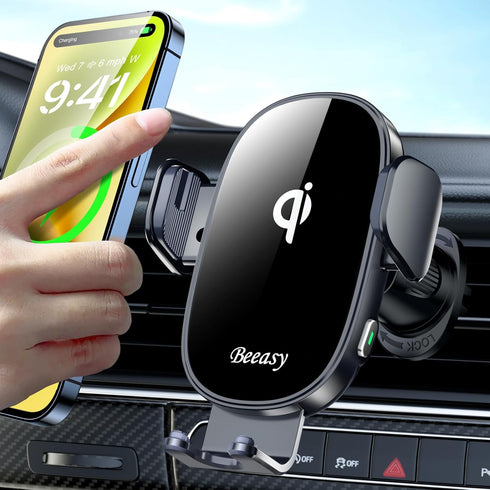 Beeasy 15W Mobile Phone Holder Car with Charging Function-Wireless Charger Car Automatic Qi Inductive Charging Station Car-Mobile Phone Holder Car...