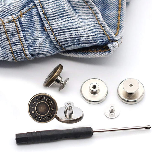 GIYOMI 20mm&17mm Perfect Fit Instant Button,12 Sets Nailess Removable Metal Buttons Replacement Repair Combo Thread Rivets and Screwdrivers, Insta...