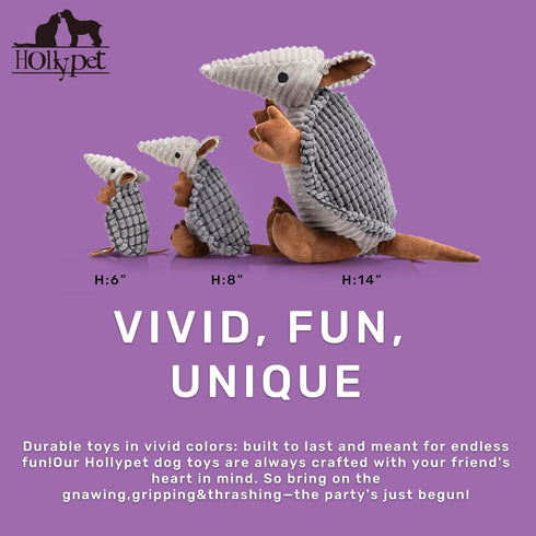 Hollypet Fluffy Dog Toys - Squeaky Plush Dog Toys for All Breeds, Stuffed Toys for Small Medium Large Dogs, Cute Animal-Big Armadillo Toys, Puppy ...
