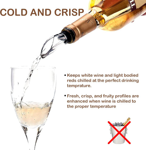 Iceless Wine Chiller Stick 3-in-1 Stainless Steel Wine Bottle Cooler Stick Chilling Rod with Aerator and Pourer - Wine Accessories Gift...
