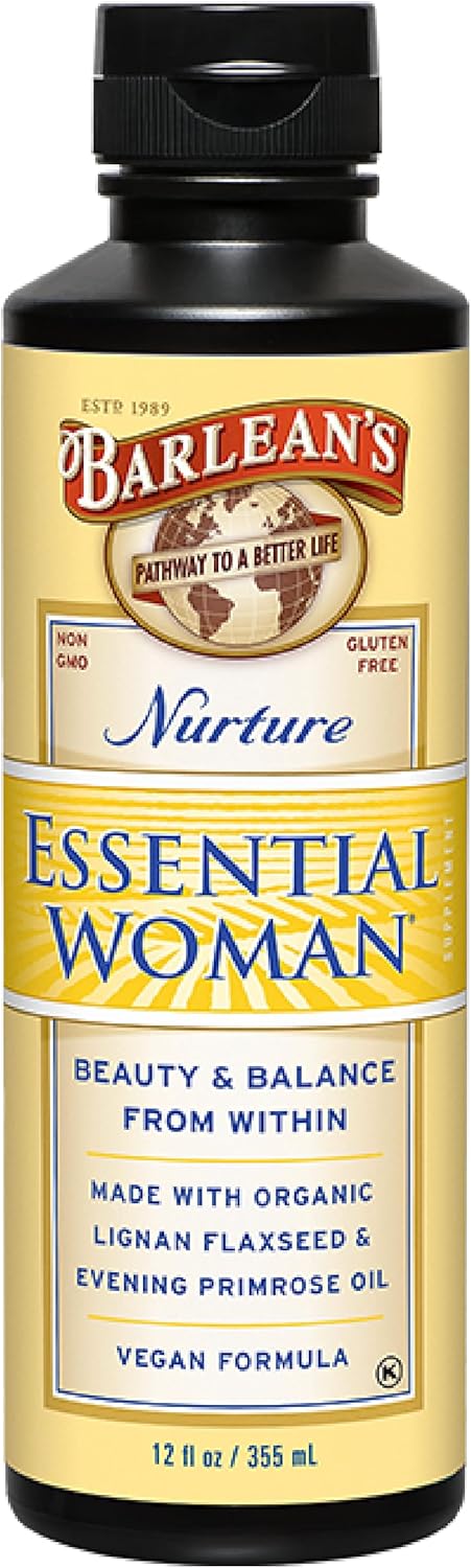 Barlean's Essential Woman Liquid Supplement for Women, Organic Flaxseed, Evening Primrose Oil & Soy Isoflavones, Omega 3 6 9 and GLA, Hormonal Bal...