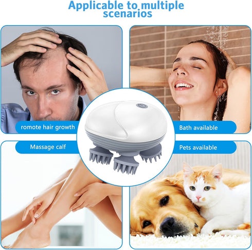 Newest Handheld Cat Massager Dog Massager, Electric Pet Massager for Dogs and Cats, with 4 Massage Heads, Cat Head and Back Scratcher for Relievin...