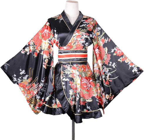HongH Kimono Bathrobe Costume Japanese Traditional Cosplay Women's Sexy Sakura Pattern High Split Long Kimono...