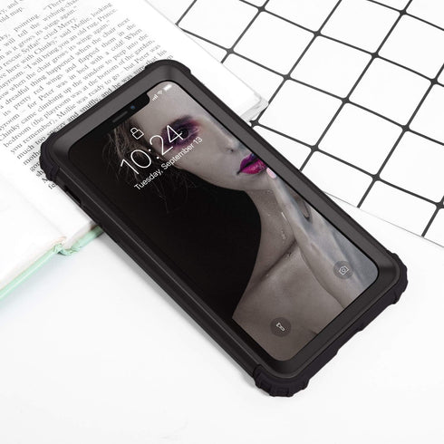 IDweel for iPhone XR Case, Case for iPhone XR with Tempered Glass Screen Protector, 3 in 1 Shockproof Slim Hybrid Heavy Duty Hard PC Cover Soft Si...