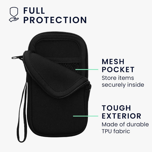 kwmobile Neoprene Phone Pouch Size M - 5.5" - Universal Cell Sleeve Mobile Bag with Zipper, Wrist Strap - Black...