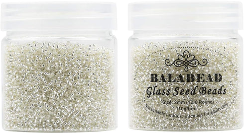 Bala&Fillic 12/0 Glass Seed Beads Transparent Silver Lined About 10000pcs/110g in Box...