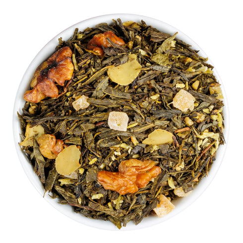 Green Walnut Green Tea With Pineapple, Coconut, Almonds & Maple - Gourmet Loose Leaf Sencha Tea - 4 Oz. Pouch...