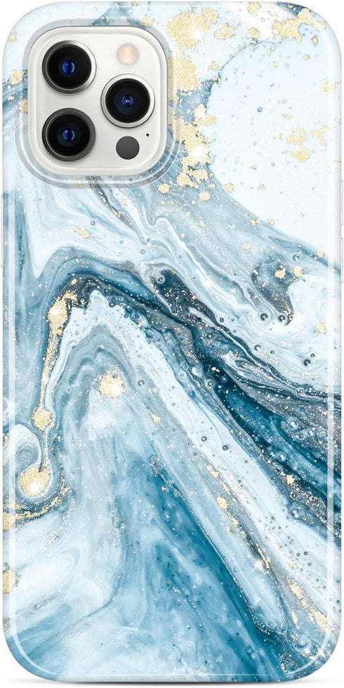 JIAXIUFEN Gold Sparkle Glitter Case Compatible with iPhone 12 and iPhone 12 Pro Marble Design Slim Shockproof TPU Soft Rubber Silicone Cover Phone...