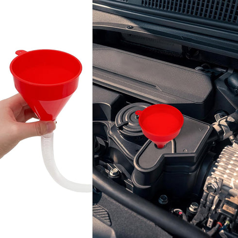 2 PCS Funnels for Automotive Use, Flexible Plastic Wide Mouth Funnel with Long Hose, Filling Funnel for Engine Oil Gas Fuel Water Fluid Liquid Tra...