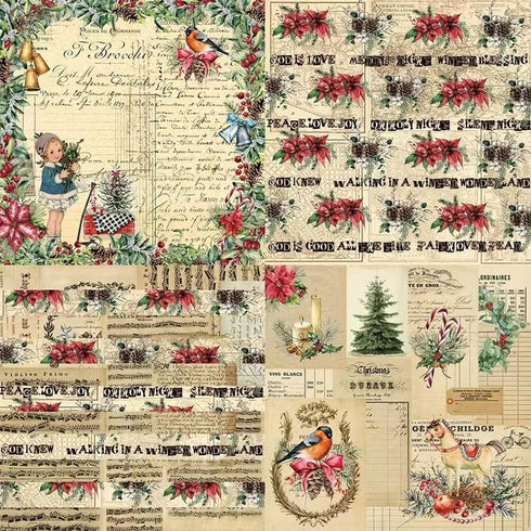 Merry Christmas Theme Dot Scrapbook, DIY Album Scrapbook Paper, Winter Holiday Greeting Card Making Background Paper Craft Supplies Painting Decor...