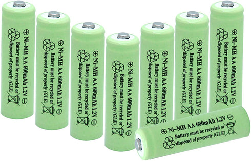 AA 600mAh 1.2V NiMH Rechargeable Batteries for Solar Light,Solar Lamp,Garden Lights Green(8 PCS)...