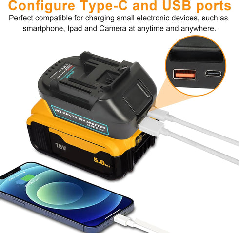 DM18M Battery Adapter Compatible with Dewalt 20V MAX Battery and Compatible with Milwaukee M18 18V Battery Covert to Makita 18V Lithium-ion Batter...