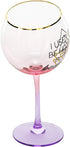 Pavilion Gift Company I Used To Be Hitched But I'm Better Now 11 Oz Red Ombre & Gold Unique Tipsy Stemmed Wine Glass, Pink...