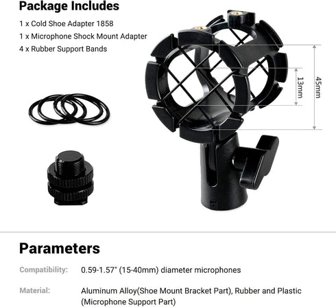 SmallRig Microphone Shock Mount with Cold Shoe Pinch for Camera Shoes and Boompoles 1859...