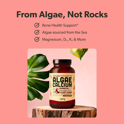 Calcium Supplement - Whole Food with Vitamin K2 & D3, Magnesium, Zinc, Boron, Mineral Complex. Sourced Sustainably from Red Algae. for Bone Streng...
