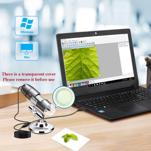 USB Microscope Camera 40X to 1000X, Cainda Digital Microscope with Metal Stand & Carrying Case, Compatible with Android Windows Linux Mac, Portabl...