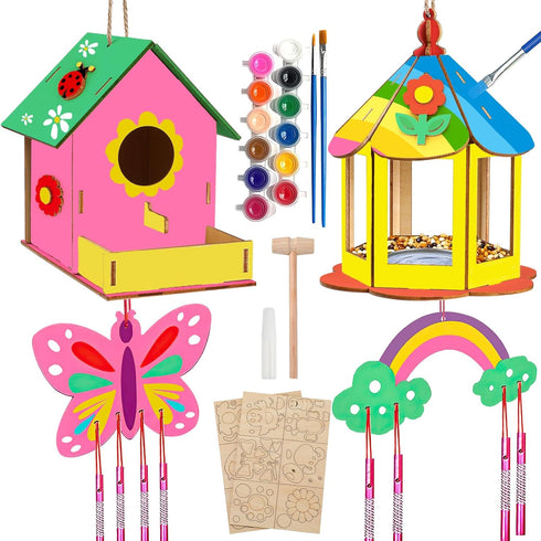 Birdhouse Crafts for Kids - 2 Pack Birdhouse Kit to Paint Wooden Bird House for Adults to Build Prefab House Kit Bird House Kits for Kids Ages 8-1...