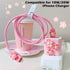 Cable Protector Compatible for iPhone Charger Cover Cute Kawaii Pink Cherry Blossoms Flowers Design,Data Line USB Wire Cable Saver Phone Charging ...