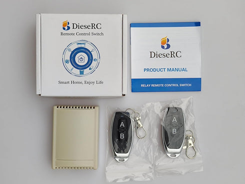 DieseRC DC 12V 24V 30V Secure Remote Control Switch Universal Wireless 433Mhz rf 10A Relay Receiver Board with 2 Transmitter Key fobs for Motor Li...