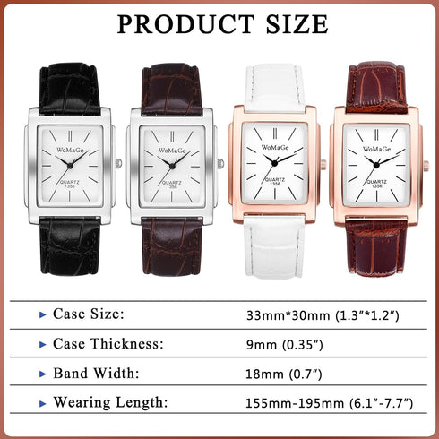 Avaner Men's Square Watch, Vintage Leather Cuff Watch, Roman Numeral Analog Quartz Wristwatch, Leather Strap Classic Retro Watch...
