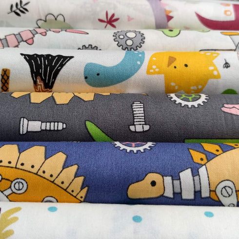 8 Pcs Cute Dinosaurs Series Fat Quarters Fabric Bundle Quilting Fabric Bundle Patchwork for DIY Sewing Crafts 18" x 22" (Dinosaurs)...