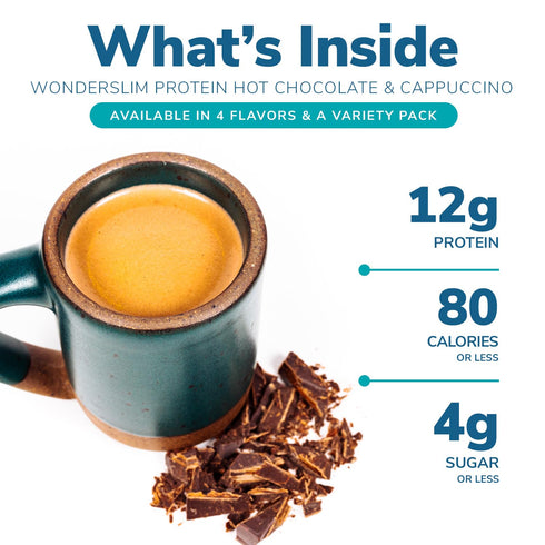 Wonderslim Protein Coffee Powder, Creamy Original Cappuccino, Low Sugar, Gluten Free, Keto Friendly & Low Carb (7ct)...