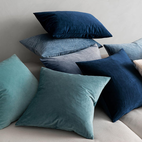 MIULEE Velvet Throw Pillow Covers 18x18 Inch, Pack of 2 - Dark Blue, Super Soft Decorative Square Cushion Cases Modern Luxury Home Decor for Sofa,...