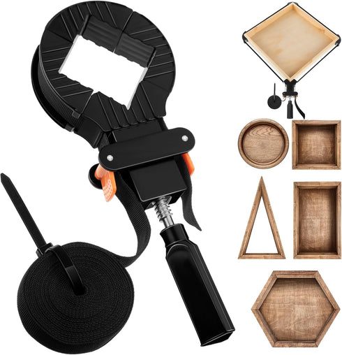 Feekoon Strap Clamps for Woodworking, Quick Release Band Clamps with 4 Corner Claws, Thick and Sturdy Belt Clamps, Adjustable Picture Frame Clamp ...