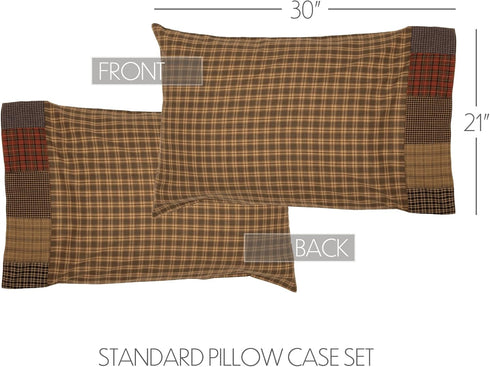 VHC Brands Rustic Bedding Ridge Cotton Patchwork Plaid Standard Pillow Case Set of 2, Cedar Green…...