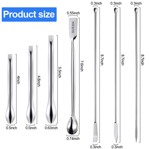 22 Pieces Stainless Steel Lab Spatula Micro Scoop Set Laboratory Sampling Spoon Mixing Spatula for Powders Gel Cap Filler...