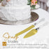 Cake Knife and Server Set, Cake Cutter and Pie Spatula, Gold Blade and Faux Crystal Handle Wedding Cake Cutting Set, Stainless Steel Gold Knife Se...