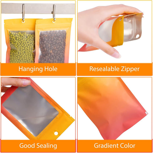 Funfery 100 Pieces Resealable Smell Proof Bags for Food Storage,Clear Cute Mylar Bags for Small Business Foil Ziplock Packaging Bags for Sample Je...