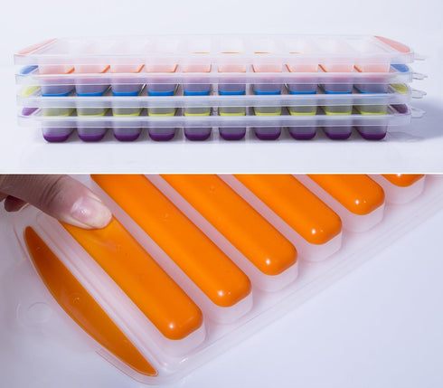 Ozera 4 Pack Ice Cube Trays, Narrow Water Bottle Ice Cube Tray Stick, Silicone Ice Trays for Freezer with Easy Push and Pop Out Material, Ideal fo...