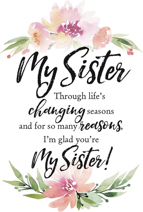 DEXSA My Sister Wood Plaque with Inspiring Quotes 6"x9" - Elegant Vertical Frame Wall & Tabletop Decoration | Easel & Hanging Hook | Christian Fam...