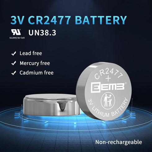 EEMB 5 Pack CR2477 Battery 3V Lithium Battery Button Coin Cell Batteries 2477 Battery DL2477, ECR2477 for Electronic Candle, Light, Remote Control...