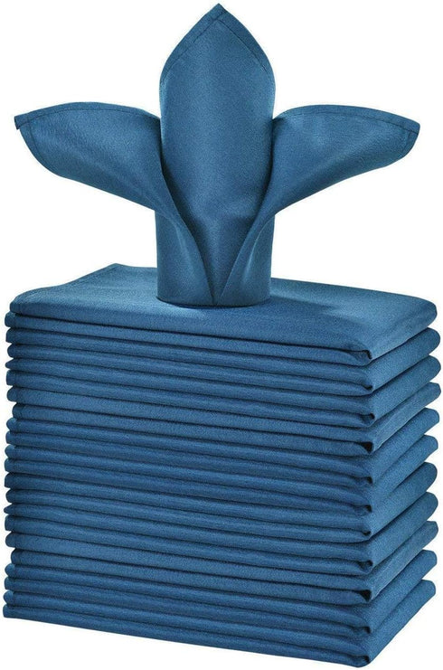 Navy Blue Cloth Napkins 1-Dozen, Solid Washable Fabric Napkins Set of 12, Perfect for Weddings, Parties, Holiday Dinner (17 x 17-Inch, Navy Blue)...