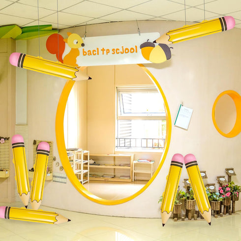 4pcs Large Inflatable Pencils, 27 Inch Giant Pencil Balloons Blow Up Back to School Decorations for Kids Classroom Prizes Party Favors Graduation ...