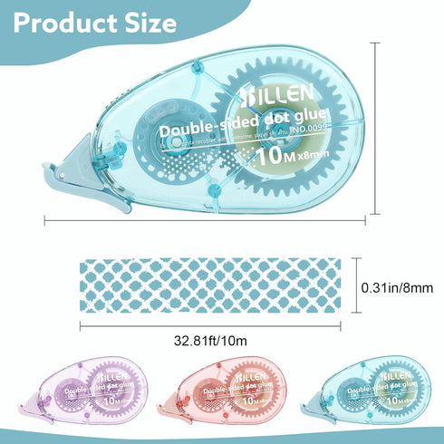 12 Pack Double Sided Tape Roller Scrapbook Tape 0.31 in x 32 Ft Glue Tape Runner Roller Scrapbook Supplies, Double Sided Tape for Crafts, Scrapboo...
