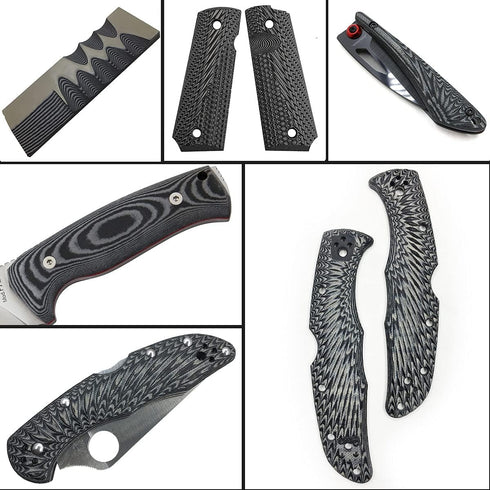 Cool Hand 2 pcs G10 Knife Handle Scales Slabs Custom DIY Tool Material for Knives Making Blanks Blades, Gray/Black, KHM-G10-5...