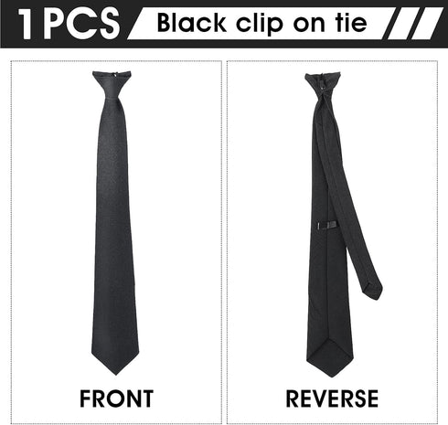 Yolev 1pcs Men's Clip On Tie Satin Solid Colour Plain Tie Solid Uniform Pre-tied Adjustable Neck Strap Tie Pure Color Necktie Mens Ties for Weddin...