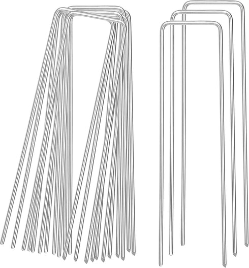 Landscape Staples, Galvanized Garden Stakes, U-Shaped Tent Stakes, 30 Pcs 6 Inch 11 Gauge Plant Cover Stakes, Anti-Rust Ground Sod Pins Yard Stake...