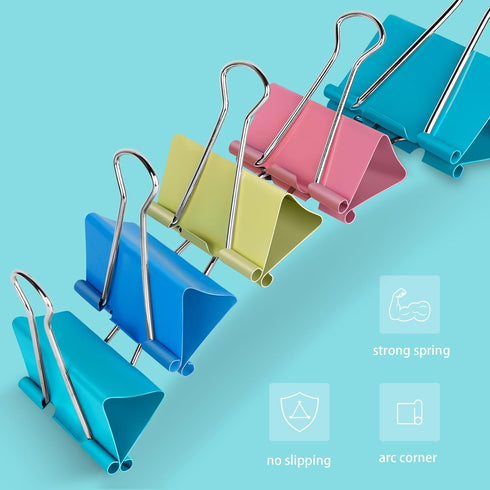 Colored Jumbo Binder Clips2.4 inch, Extra Large Binder Clips for Office (8 Pcs)...