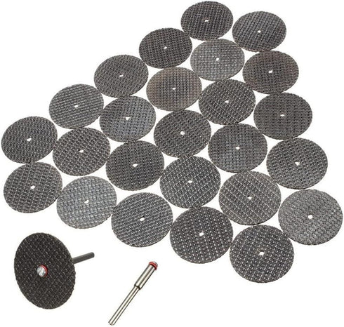 Fiberglass Reinforced Cut-off Wheels Discs Kit 1 1/4 inch Diameter 25 Pieces + 2 Mandrel For Dremel Rotary Tool 426 426b Compatible...