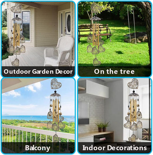 Garden Loving Heart Wind Chimes Outdoor Indoor Decor, Hand-Made Heart Musical Wind Chimes, Mobile Wind Catcher Romantic Wind-Bells for for Home, M...