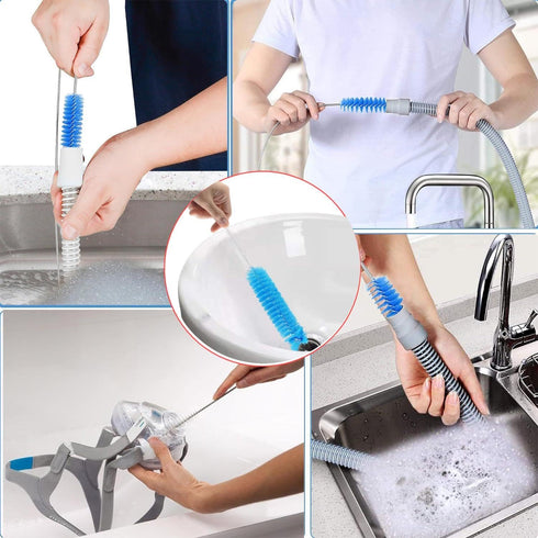 Eitonbu10 Pcs Cleaning Brush Suit,Long Deep Nylon Bottle Brush with Bendable Stainless Steel Flexible Handles for Bottles, Straws, Pipes, Wine Dec...