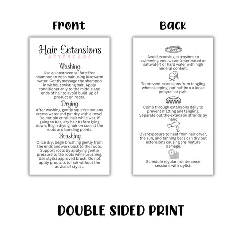 Hair Extension Aftercare Care Instruction Card | 50 pk 2x3.5” inches Do’s and Don’ts of Extensions Supplies Cosmetologist Human Hair Synthetic Hai...