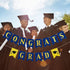 Congrats Grad Banner Blue and Gold Glitter Congratulations Graduation Banner, Congrats Grad Sign Decorations for Blue and Gold Congratulations Col...