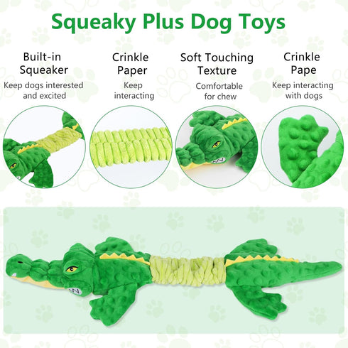 Large Squeaky Dog Toys, Interactive Puppy Toys with Crinkle Paper, Pull Tug of War Dog Toy, Plush Dog Chew Toys for Small, Medium, Large Breed...