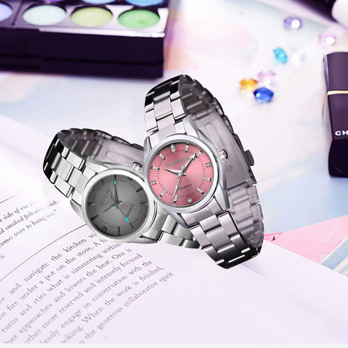 cofuo Women Lady Dress Analog Quartz Watch with Stainless Steel Band, Casual Fashion Waterproof Watches Roman Numeral Diamond Rhinestone Luminous ...