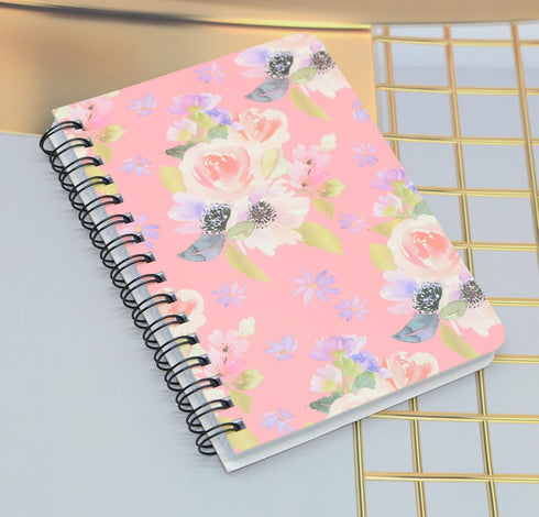 Yansanido Spiral Notebook, 4 Pcs A6 Flower Design Thick Hardcover 8mm Ruled 4 Color 80 Sheets -160 Pages Journals for Study and Notes (A6-4pcs flo...